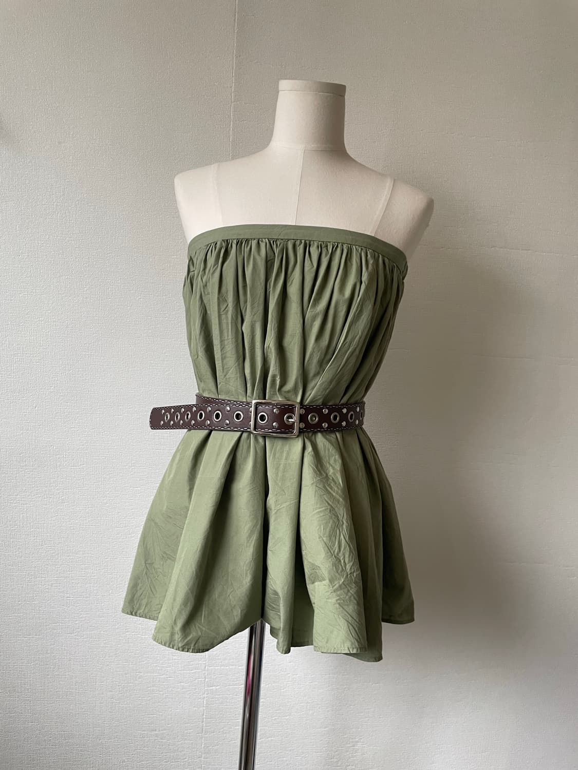 khaki pleats cotton skirt&top 상품이미지1