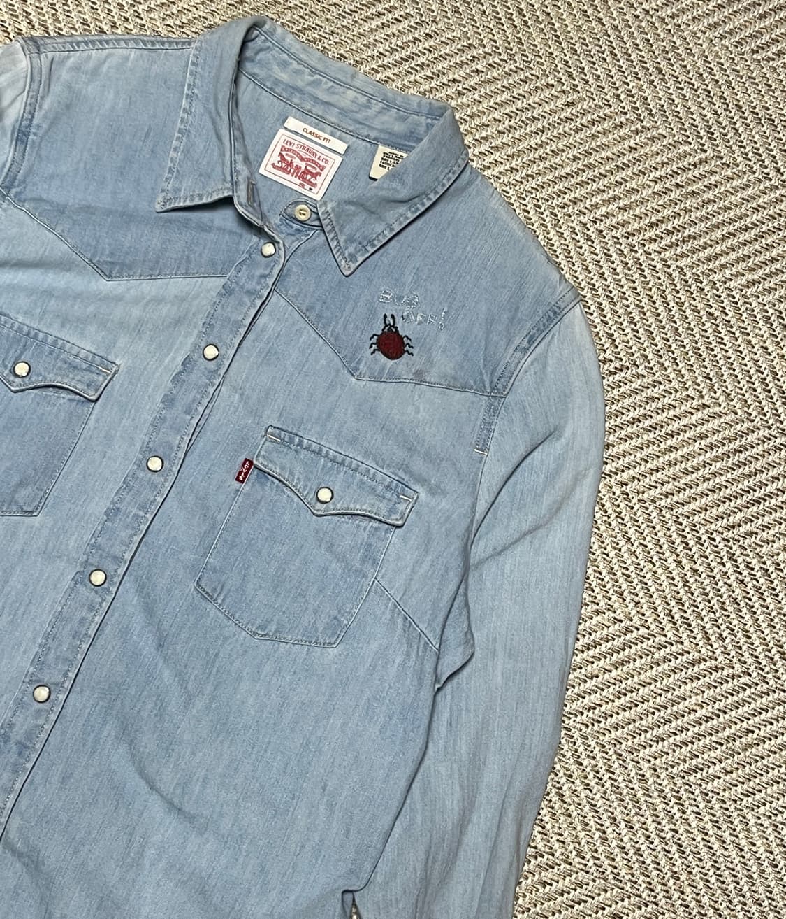 리바이스 자수 연청 웨스턴 데님 셔츠 남방 M 상품이미지9