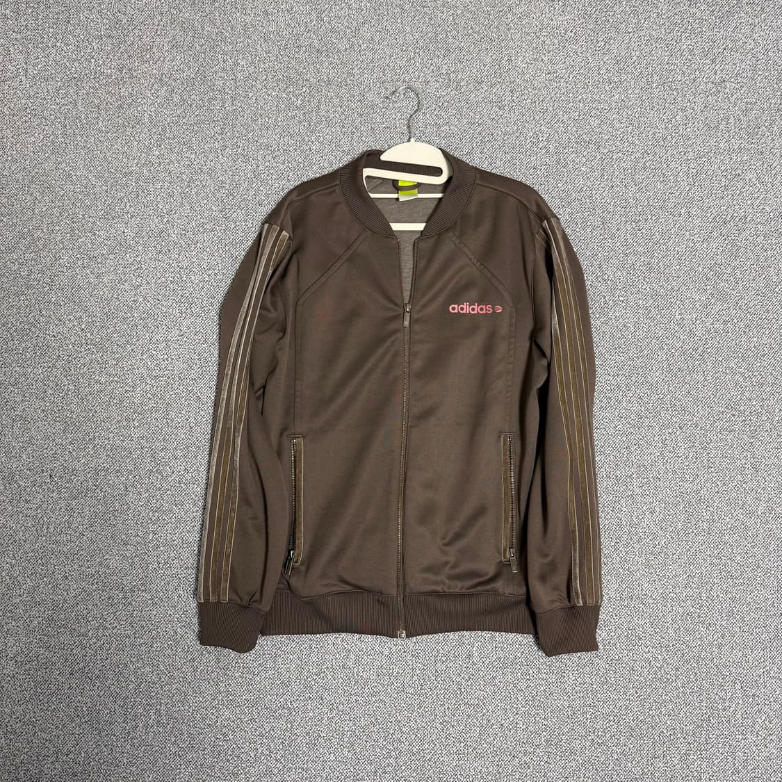 아디다스 레터링 져지 브라운 핑크 L 올드스쿨 트랙탑 희귀 상품이미지1