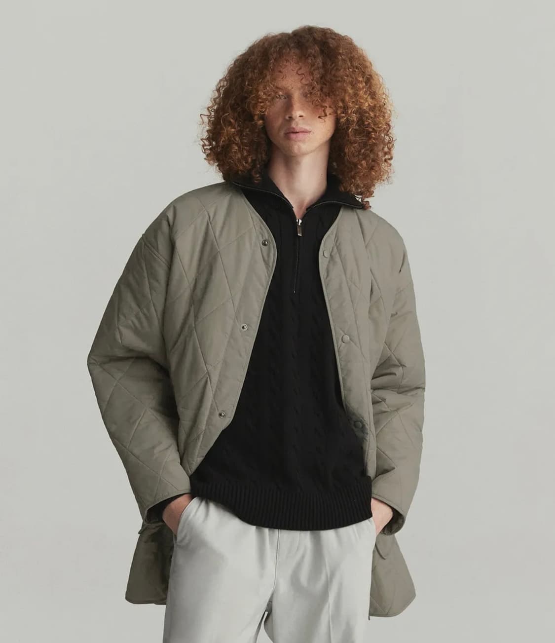 퀼팅 롱 점퍼 베이지 L - 새상품 상품이미지2