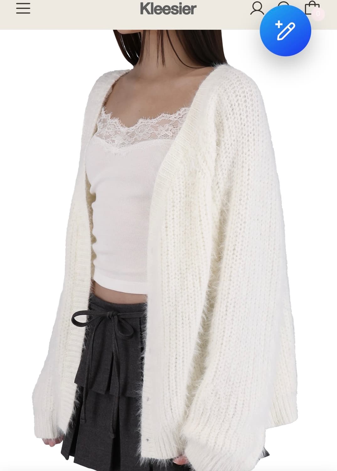 클리시어 슈가플럼 헤어리 가디건 화이트 상품이미지1