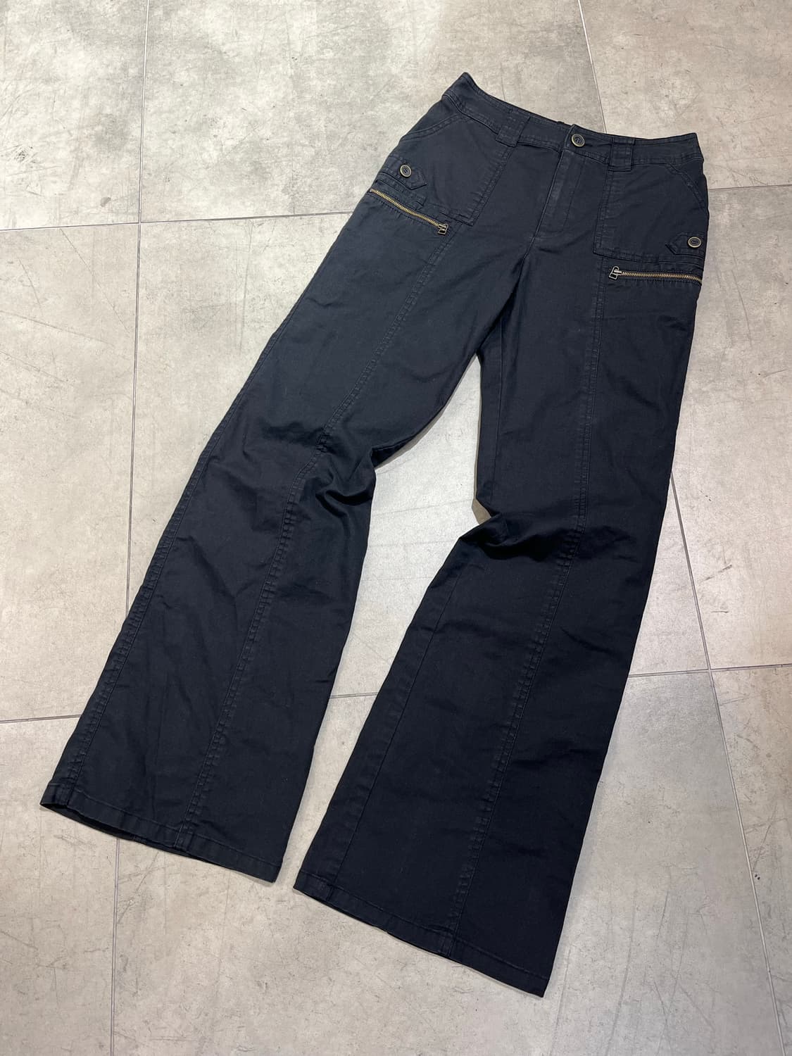 일본 빈티지 락펑크 락시크 포켓 부츠컷 코튼 블랙 팬츠 상품이미지1