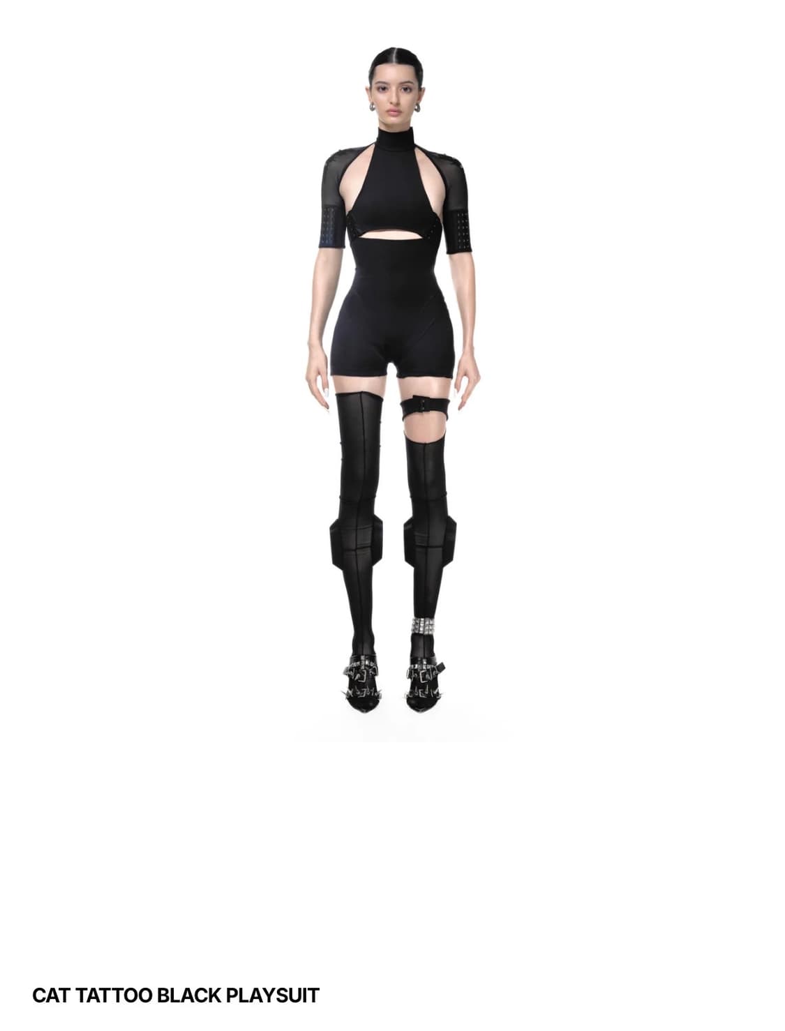 FENG SYSTEM CAT TATTOO BLACK PLAYSUIT 상품이미지2