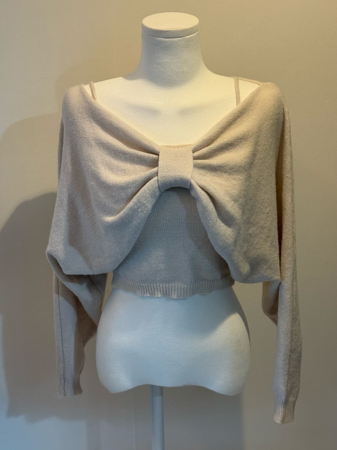 그레일 리본 니트 아이보리 스나계 양지뢰 상품이미지1