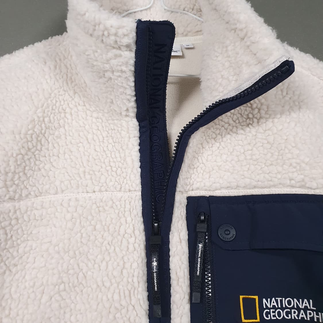 M) 내셔널지오그래픽 신형 헤러 플리스 양털 후리스 집업 자켓 화이트 상품이미지5