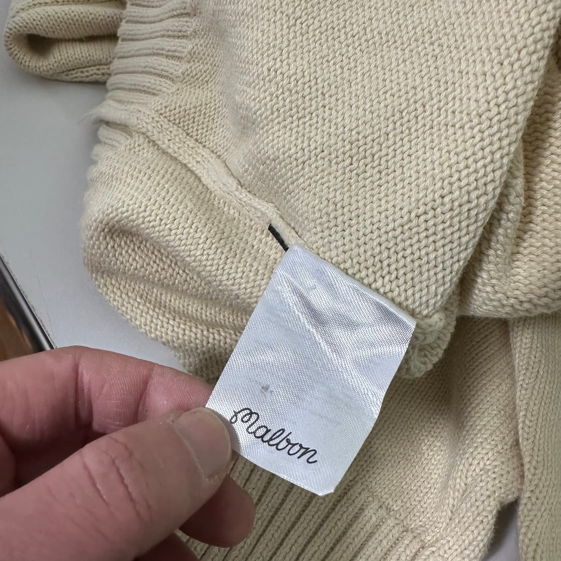 M 100 말본골프 아이보리 루즈핏 라운드면니트 상품이미지9