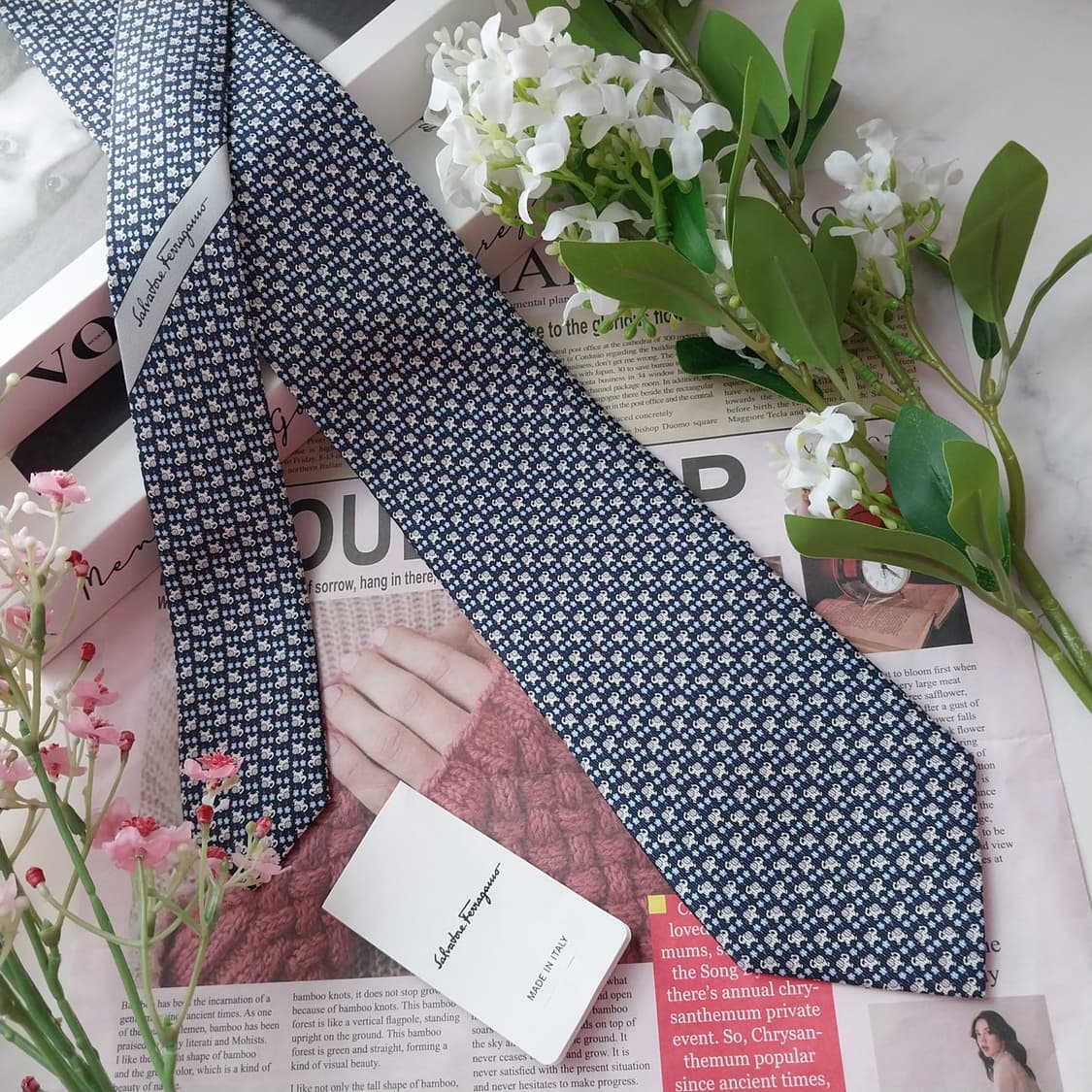 페라가모 실크 네이비 코끼리 패턴 넥타이 8cm 새제품 K1615
 상품이미지2