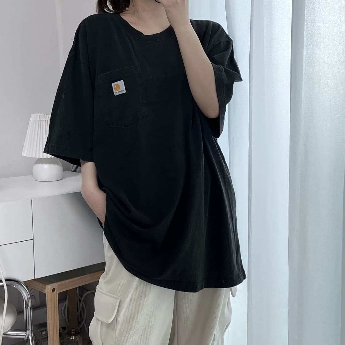 [정품] 칼하트 블랙 포켓 반팔티 [ 루즈핏XL ] 상품이미지1