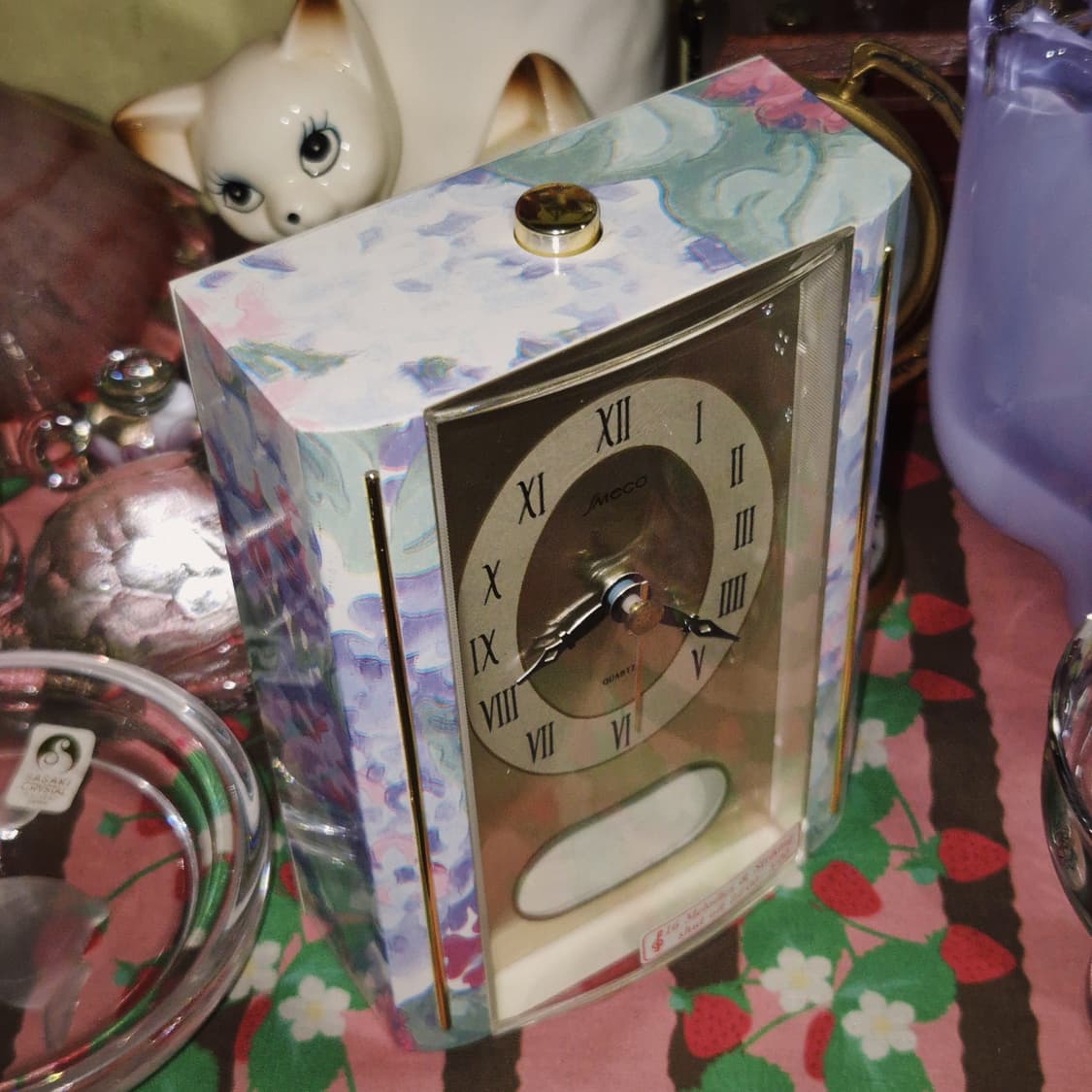 80s 레트로 플로랄 멜로디 쿼츠 탁상 시계 상품이미지7