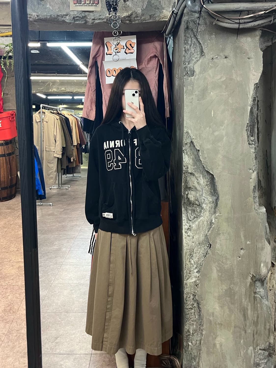 후아유 투웨이 기모 후드집업 블랙 S #csz2971 상품이미지2