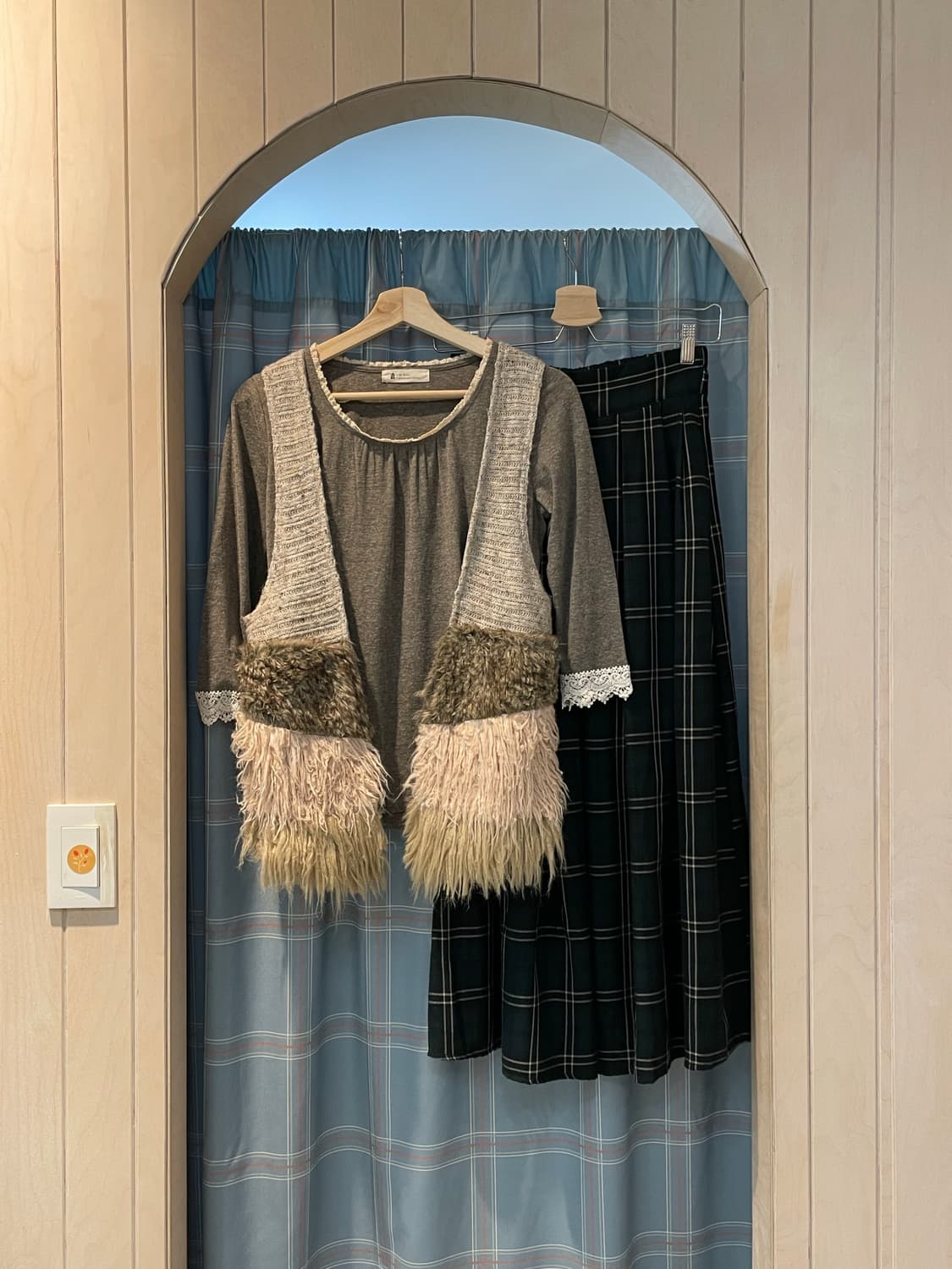 일본빈티지 체크 롱스커트 상품이미지6