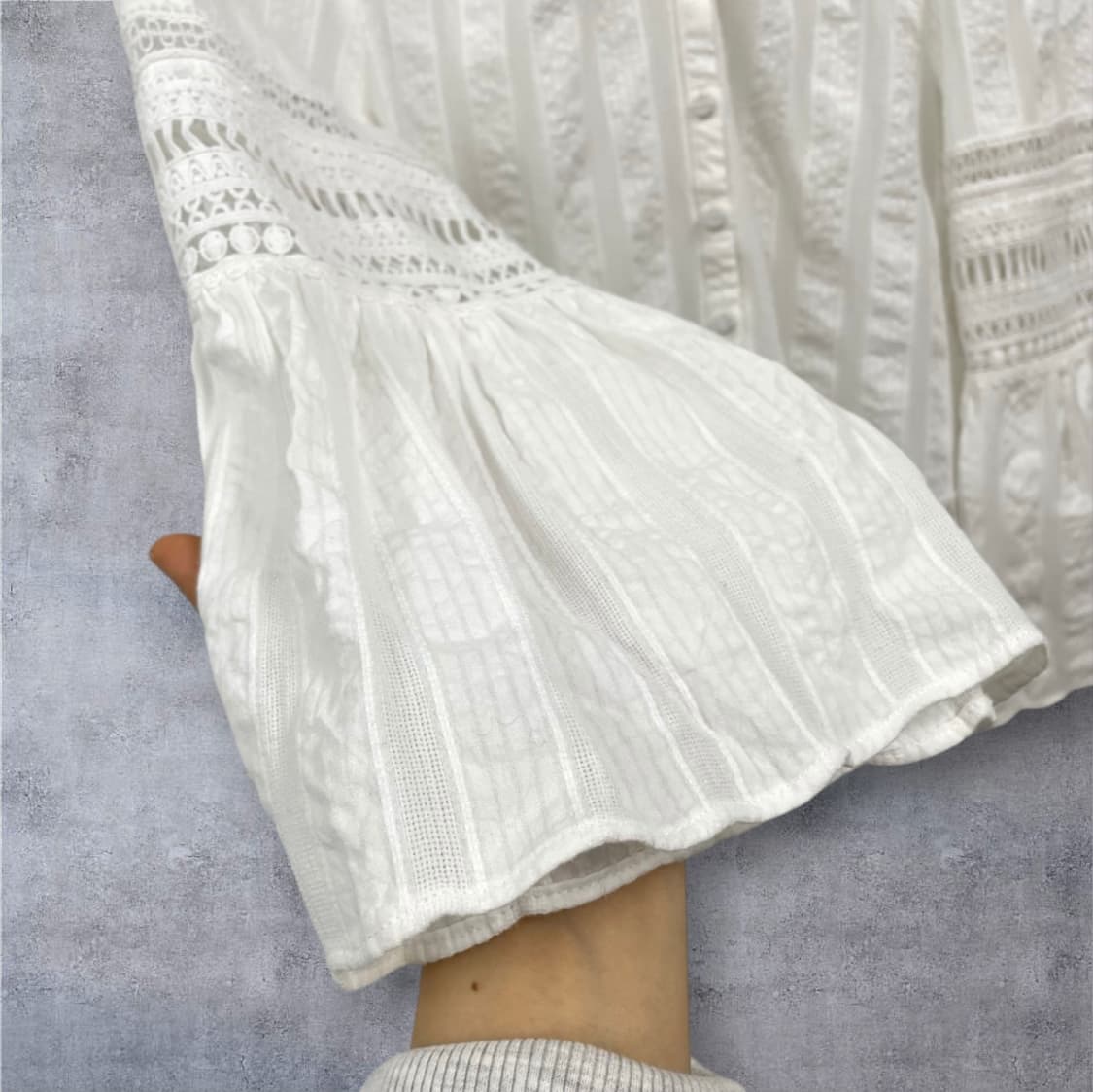 클럽모나코 화이트 보헤미안 레이스 코튼 블라우스 S 상품이미지7