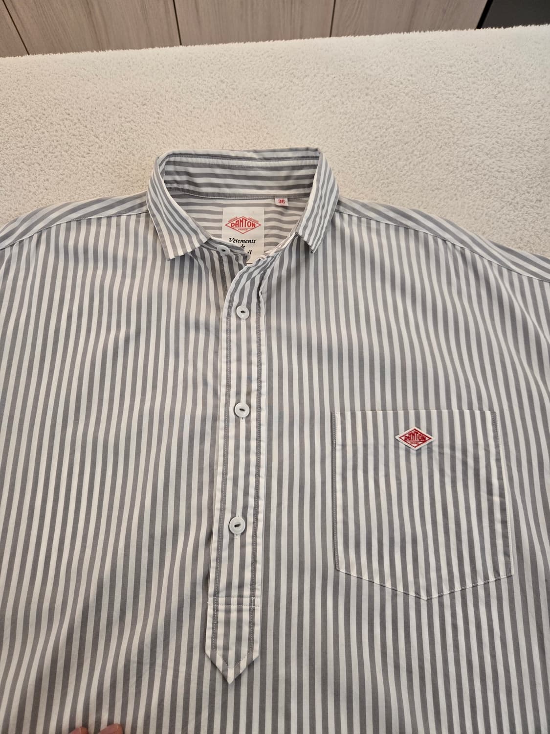 단톤 풀오버 스트라이프 반팔 셔츠 상품이미지7