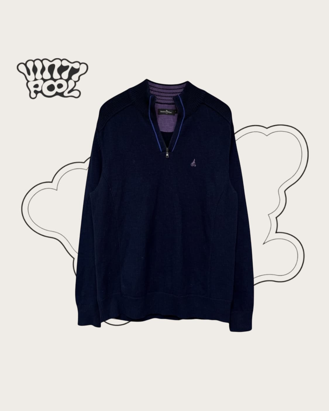 빈폴 00's 반집업 울100% 니트 105 네이비 상품이미지1