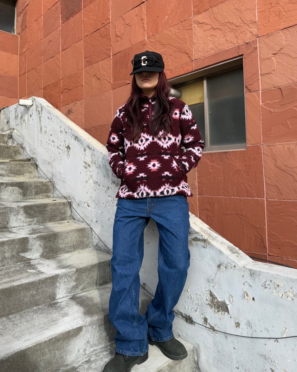 90s 랭글러 아즈텍 반집업 후리스 상품이미지3