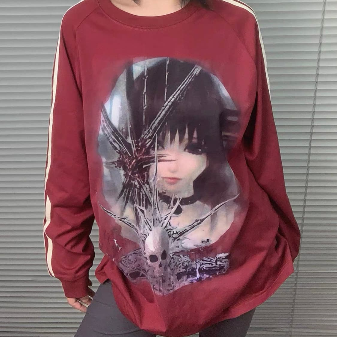 webbar 중국 브랜드 중브 티셔츠 롱슬리브 프린팅 드림코어 긴팔티 상품이미지2