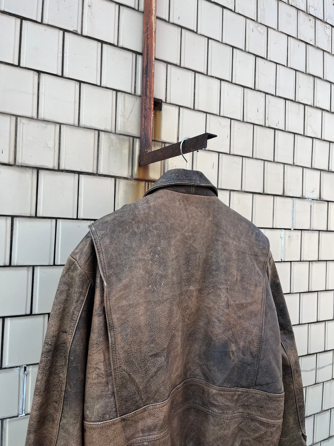 Vintage 소 가죽 브라운 붐버자켓 상품이미지6