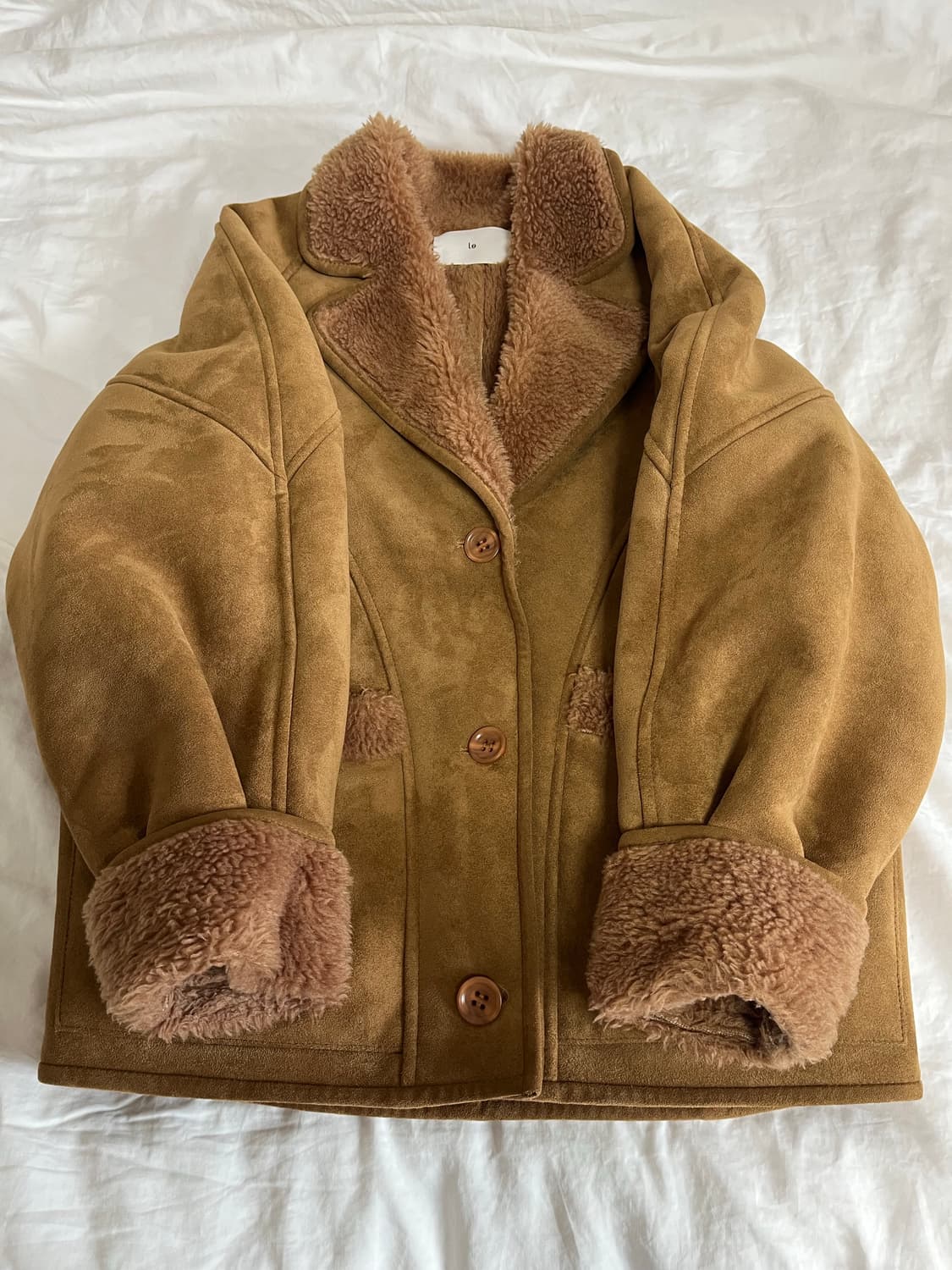 Le 르 시그니처 시어링 자켓 무스탕 카멜 상품이미지4