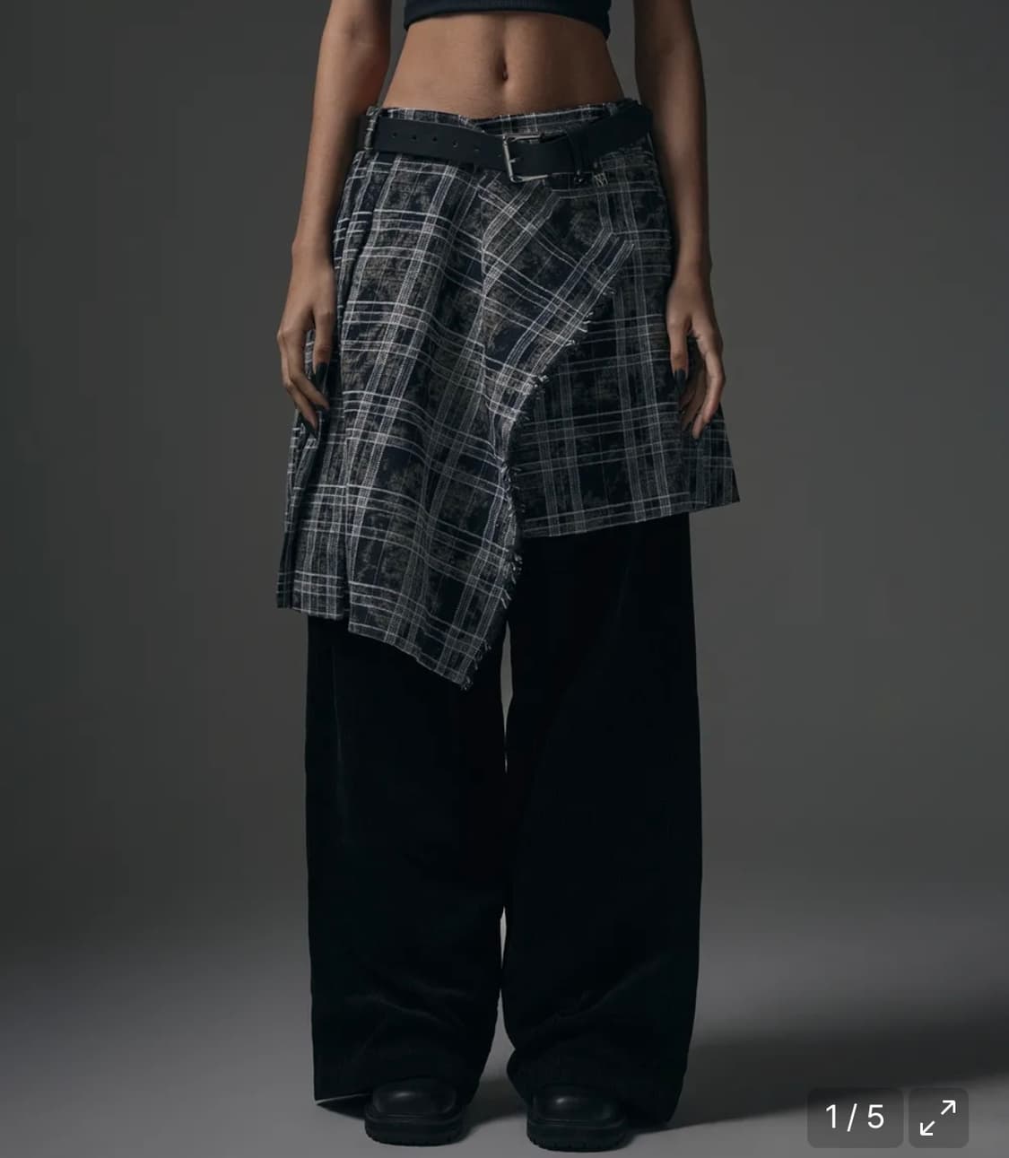 트리밍버드 Spread Check Fringe Set-Up 스커트 상품이미지1