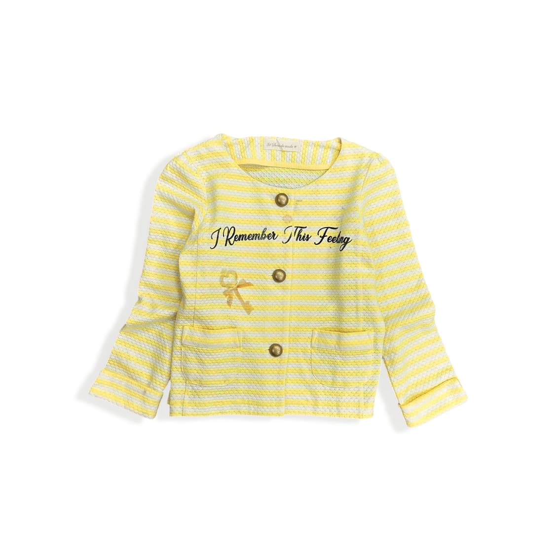 Lettering Detail Stripe Yellow Blazer 상품이미지1