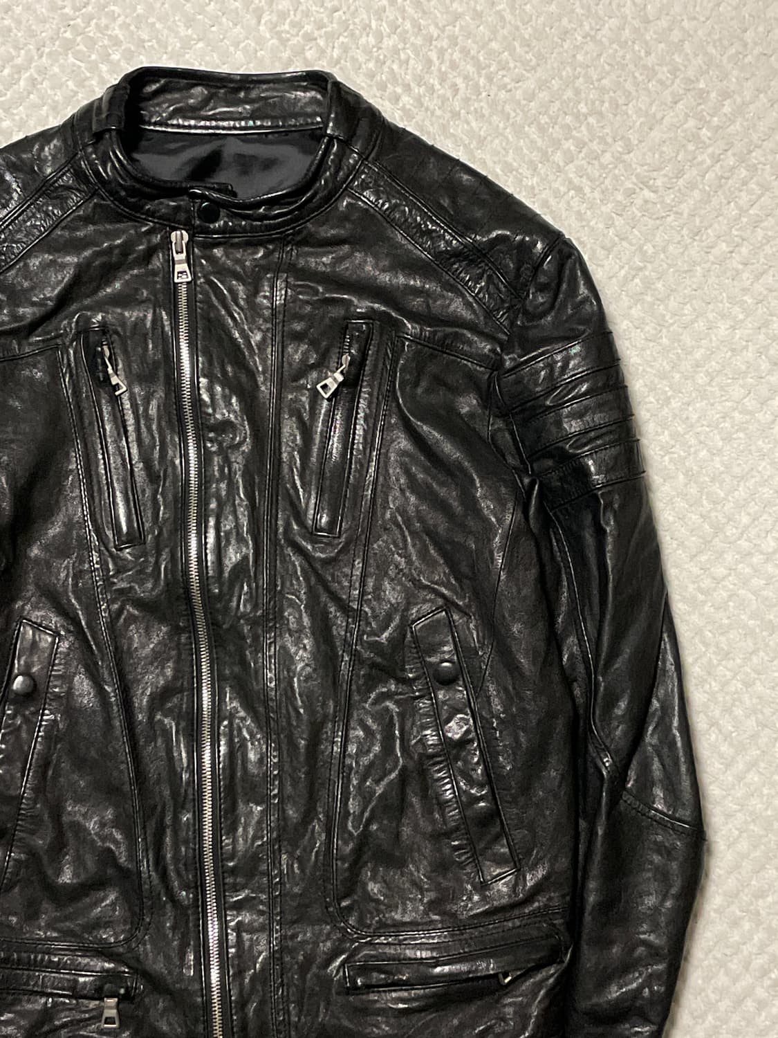 광희시장 웨스턴 무드 램스킨 양가죽 절개 레더 자켓 상품이미지3