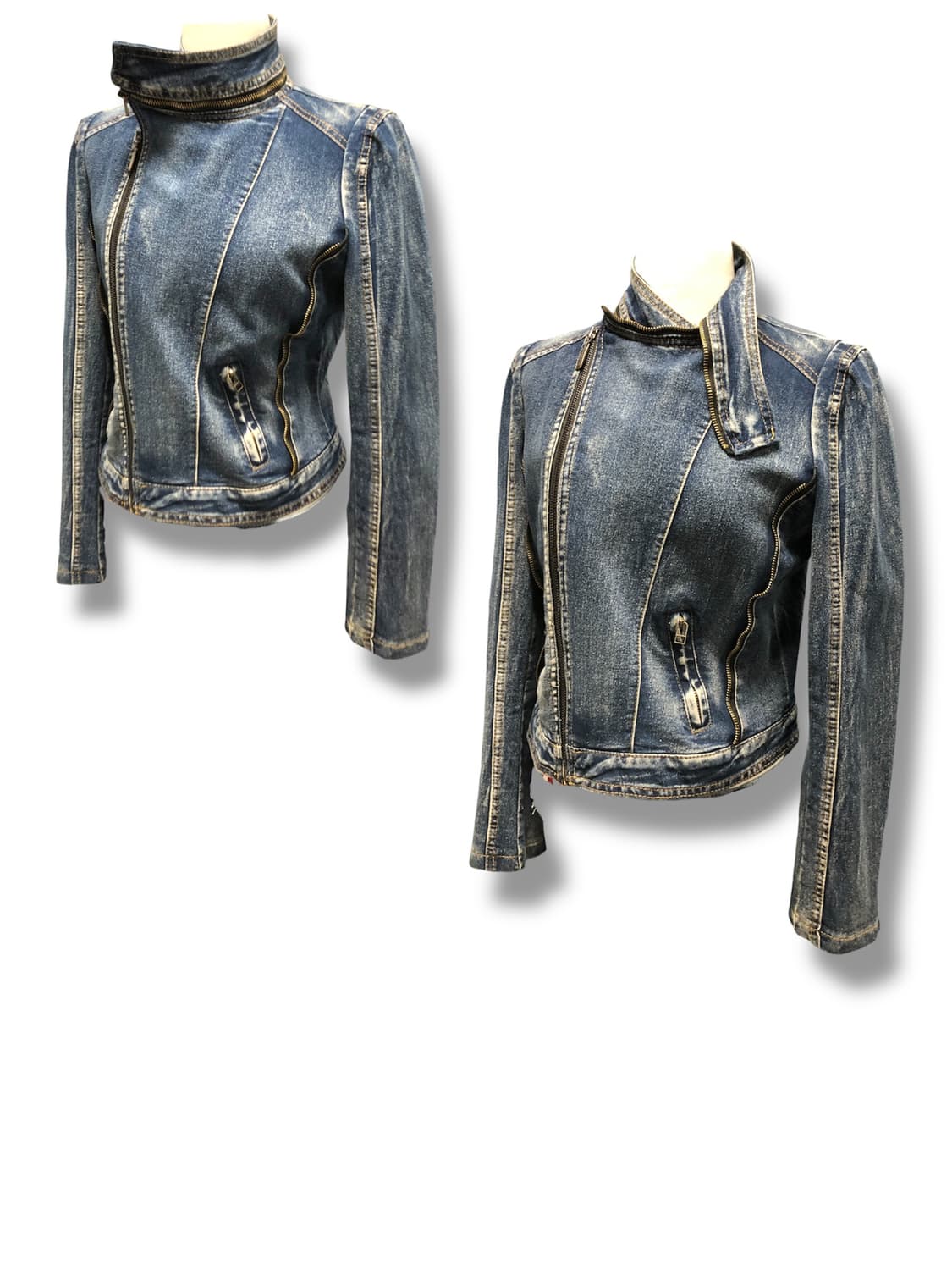 와투케 지퍼디테일 진청워싱 사선자켓 상품이미지3