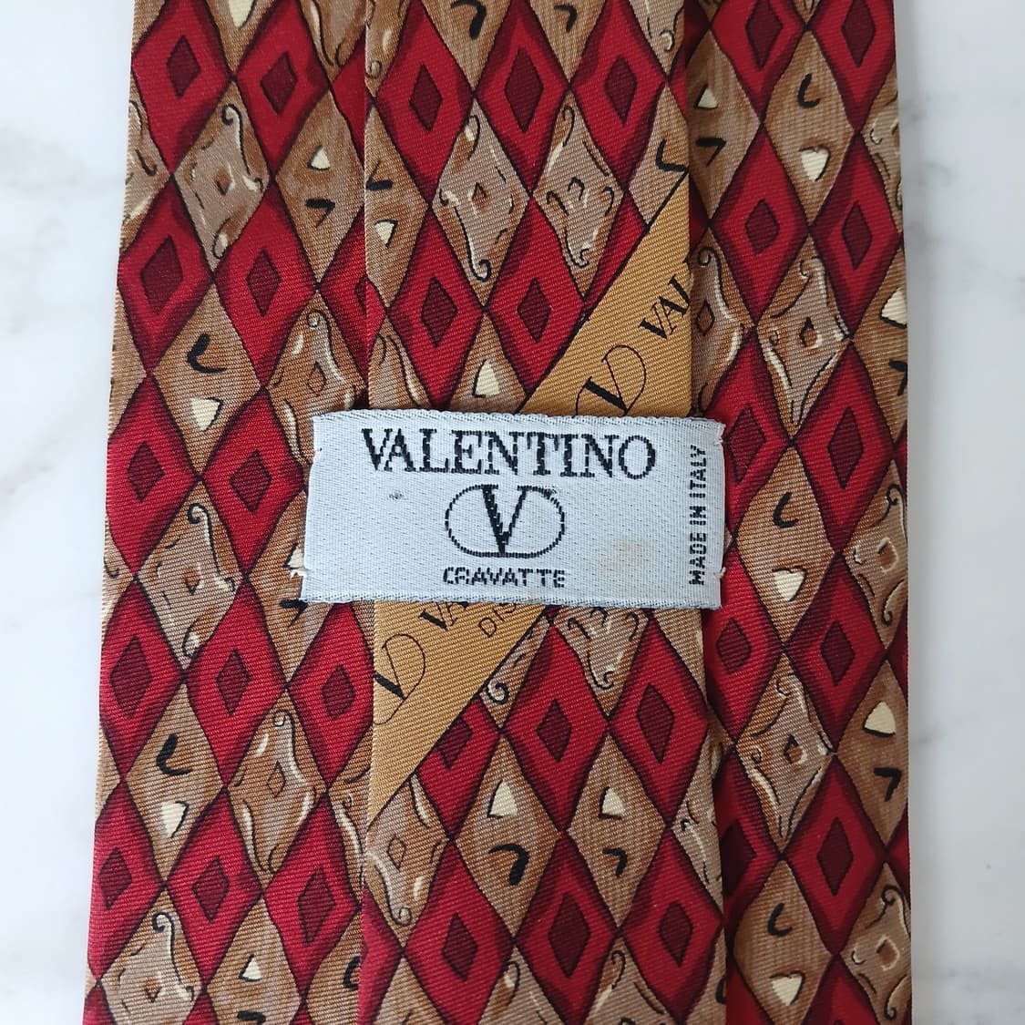 발렌티노 실크 레드 기하학 패턴 넥타이 9.5cm A+등급 E877 상품이미지8
