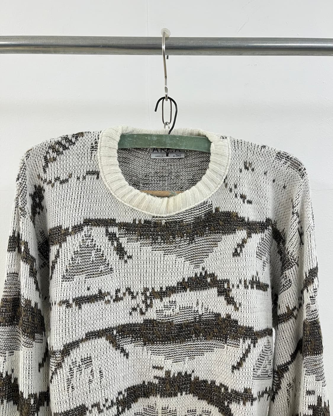 90s USA 빈티지 패턴 니트 크루넥 스웨터 상품이미지1