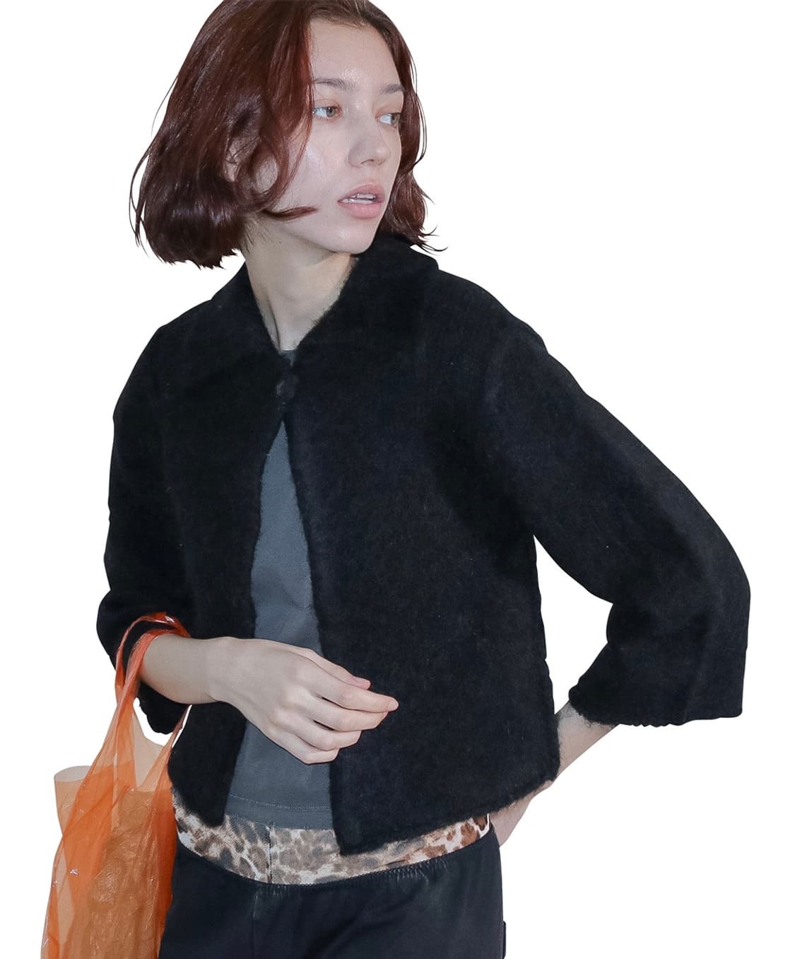 [F]퍼버즈 25fw Fluffy 알파카 가디건/블랙 상품이미지1