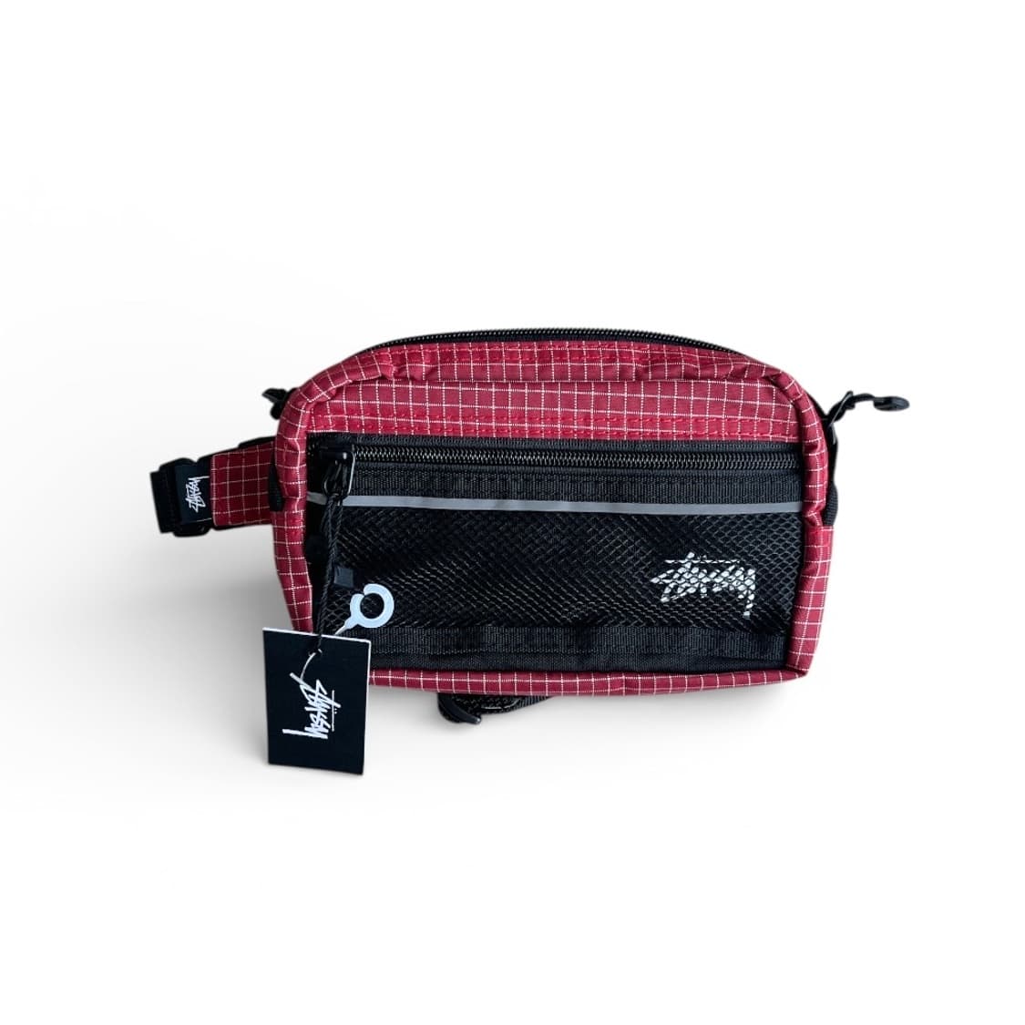 스투시 코듀라 리플렉티브 웨이스트백 체크 레드 상품이미지1