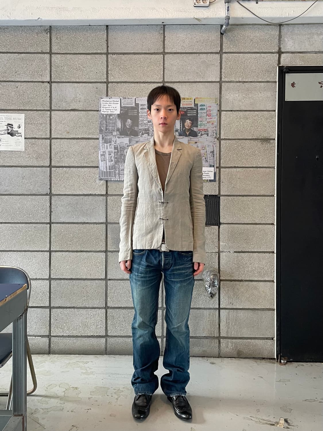 카즈유키쿠마가이 리넨 후크 블레이저 상품이미지2