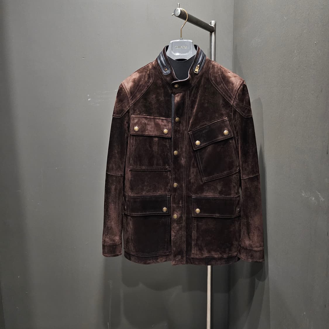 톰포드 모터사이클 금장버튼 스웨이드 레더트리밍 가죽자켓 상품이미지1