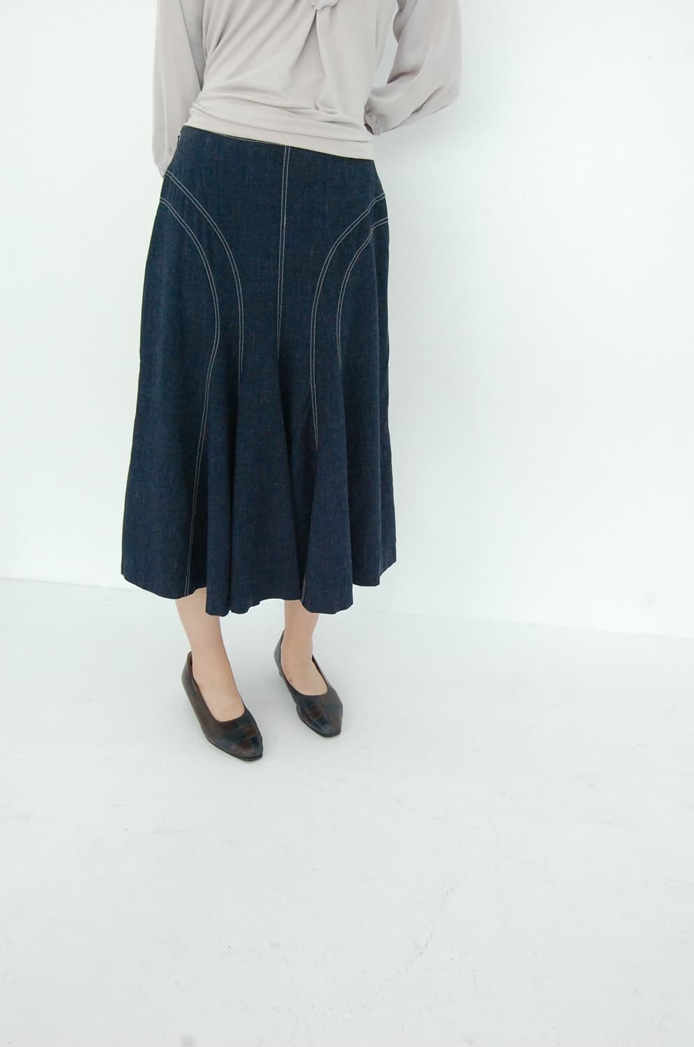 Parl masel linen stitch skirt 상품이미지1