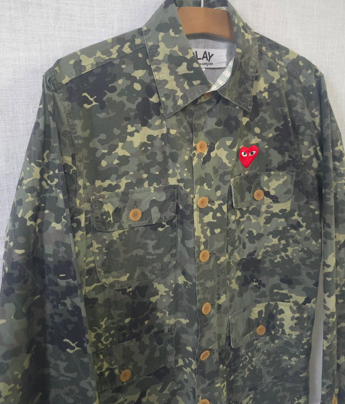 희귀템 아카이브 꼼데가르송 플레이 AD2009 카모플라쥬 워크 자켓 셔츠 상품이미지3