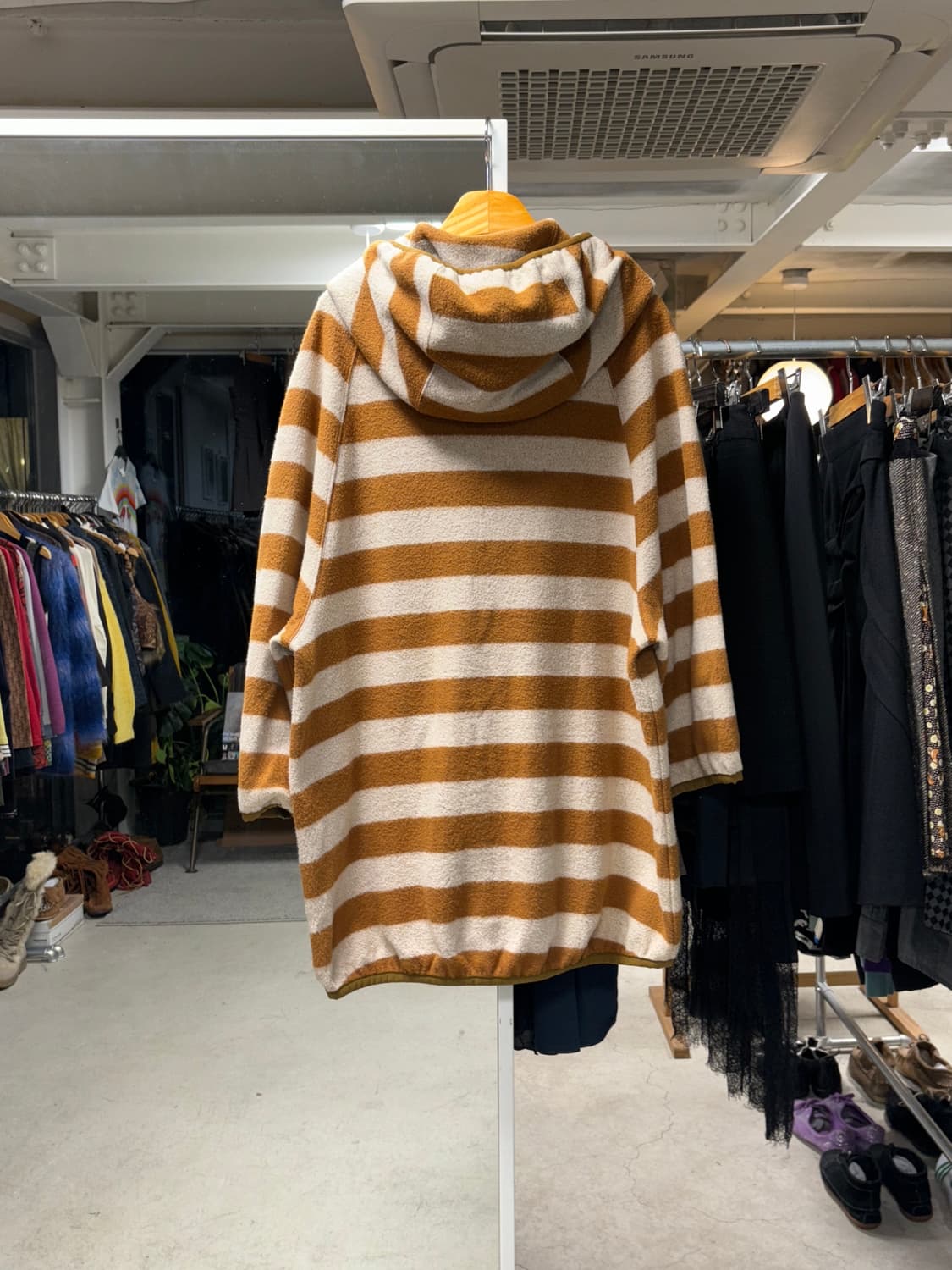 메르시보꾸 스트라이프 플리스 후드 코트 상품이미지2