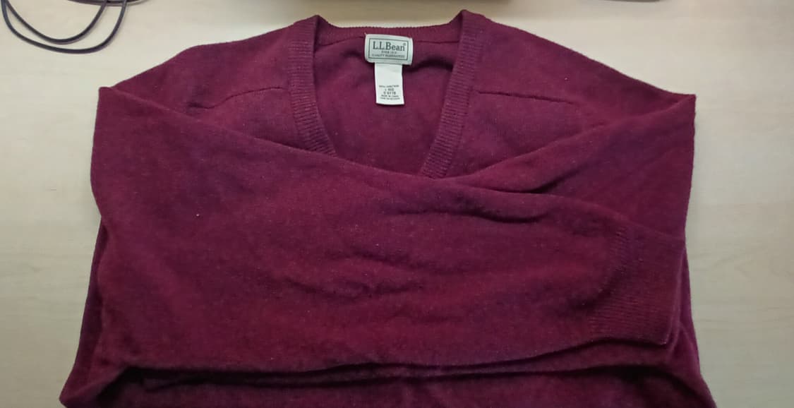 엘엘빈 (LLBean) 버건디 브이넥 니트 (코튼+캐시미어) 상품이미지3