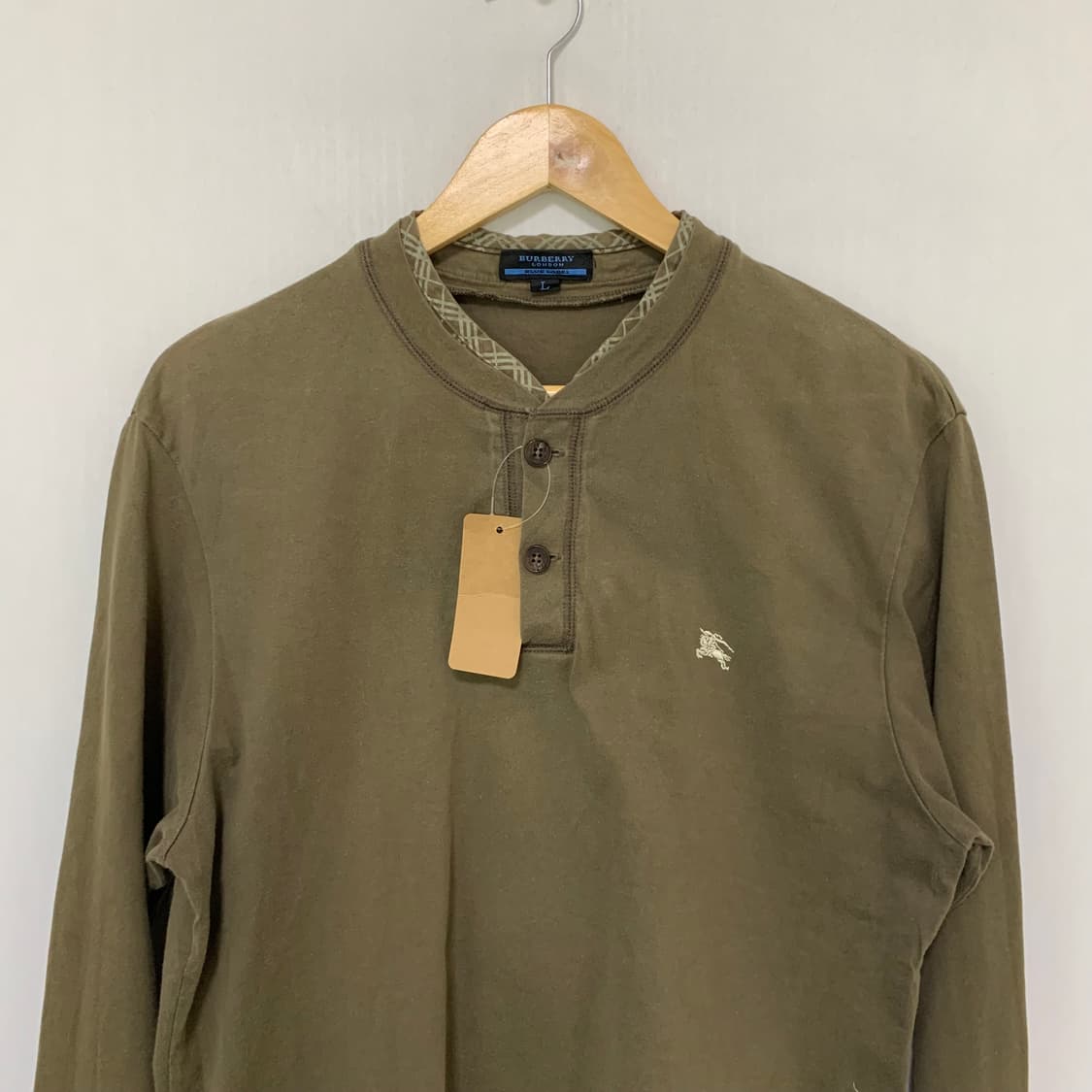 버버리 카키 브라운 긴팔 슬리브 티셔츠 L 빈티지 남녀공용 상품이미지3