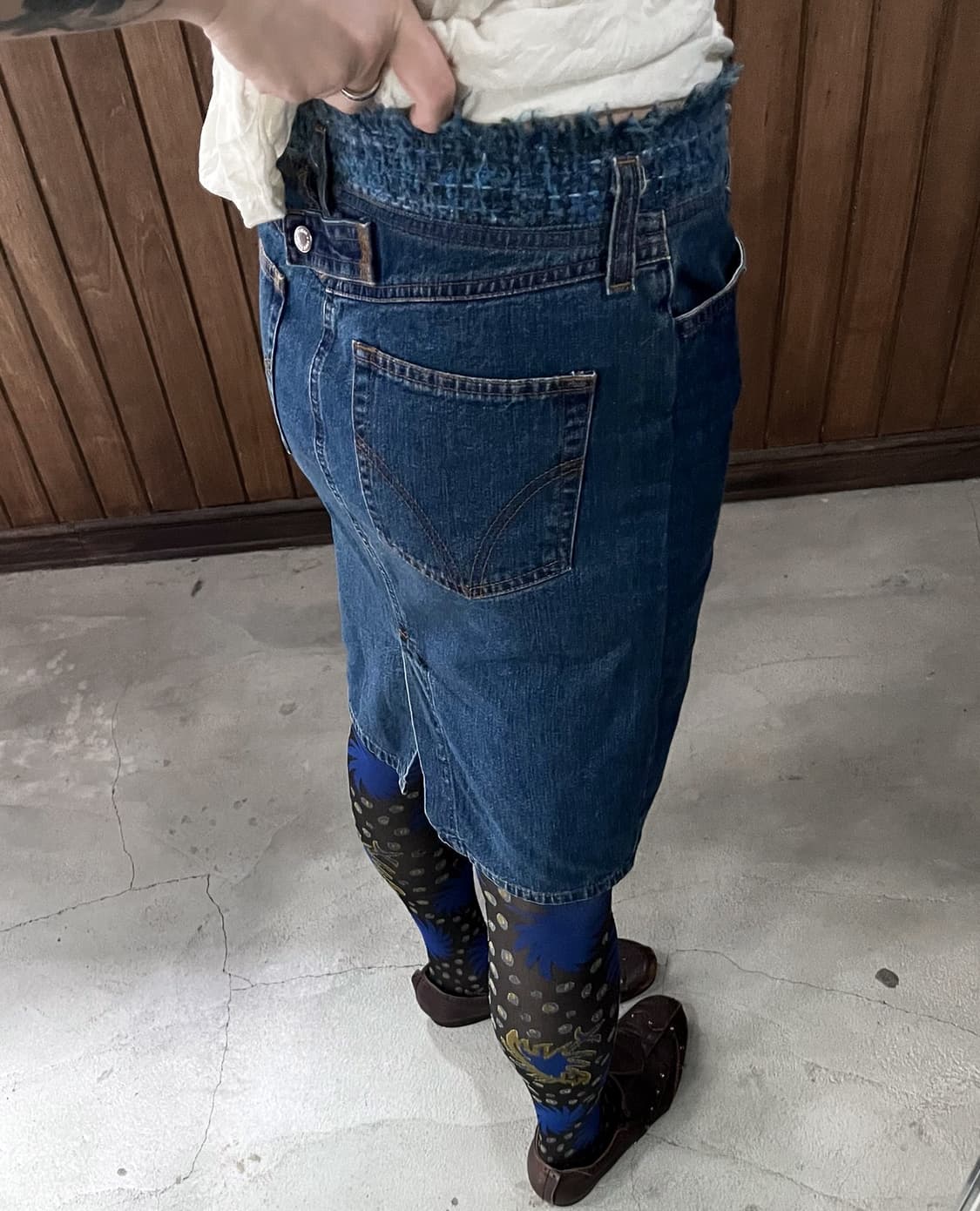 D&G tweed-fringe denim skirt 상품이미지3