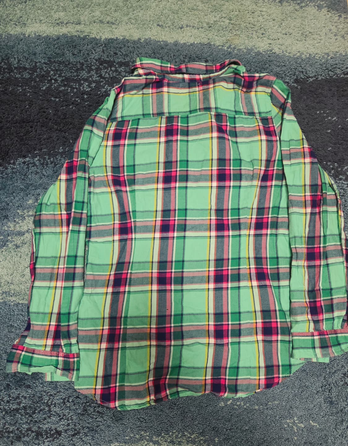 Old navy 그린 옐로우 체크므늬 버튼업 셔츠  상품이미지4