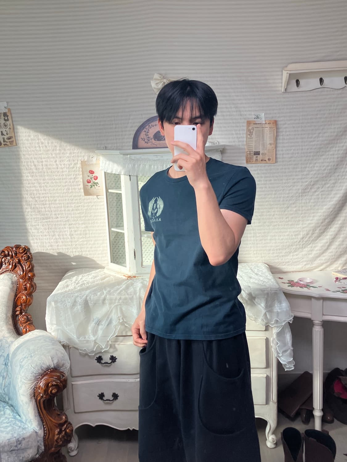 빈티지 네이비 아메리칸 이글 프린팅 반팔 1156 모리걸 y2k 스트릿 상품이미지2