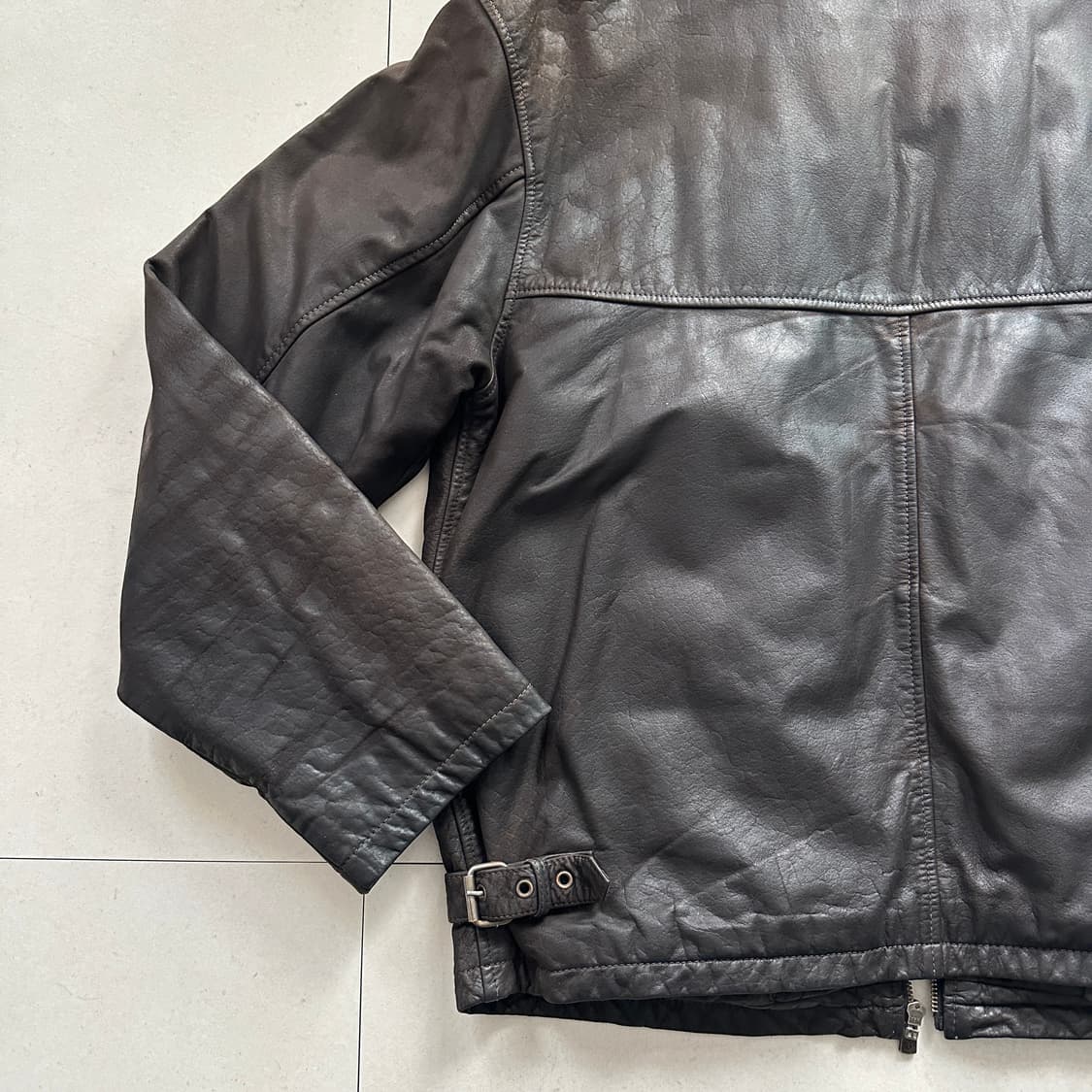 90s 프랑스생산 플뢰르드뽀 버팔로 가죽 스포츠 자켓 M 상품이미지10