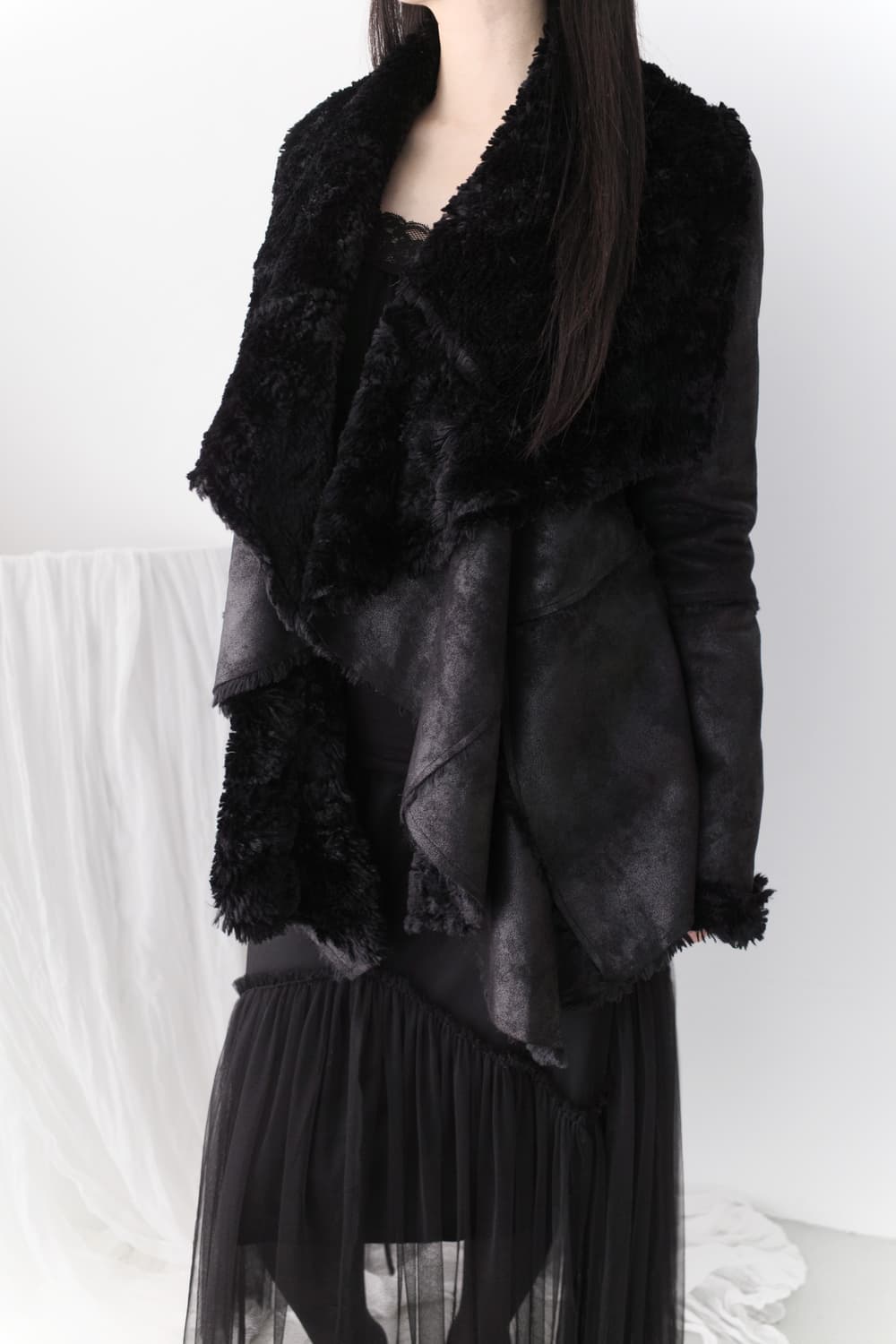 unbalanced flared fur jacket 상품이미지4