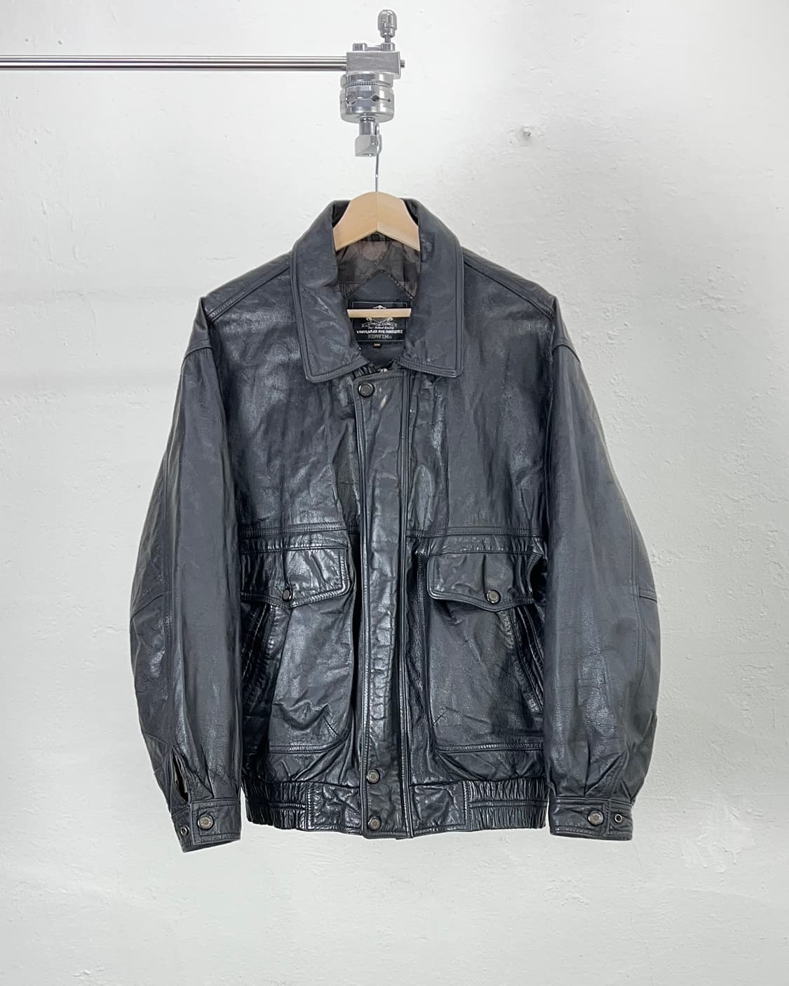 에드윈 블랙 트윈 포켓 레더 자켓 상품이미지1