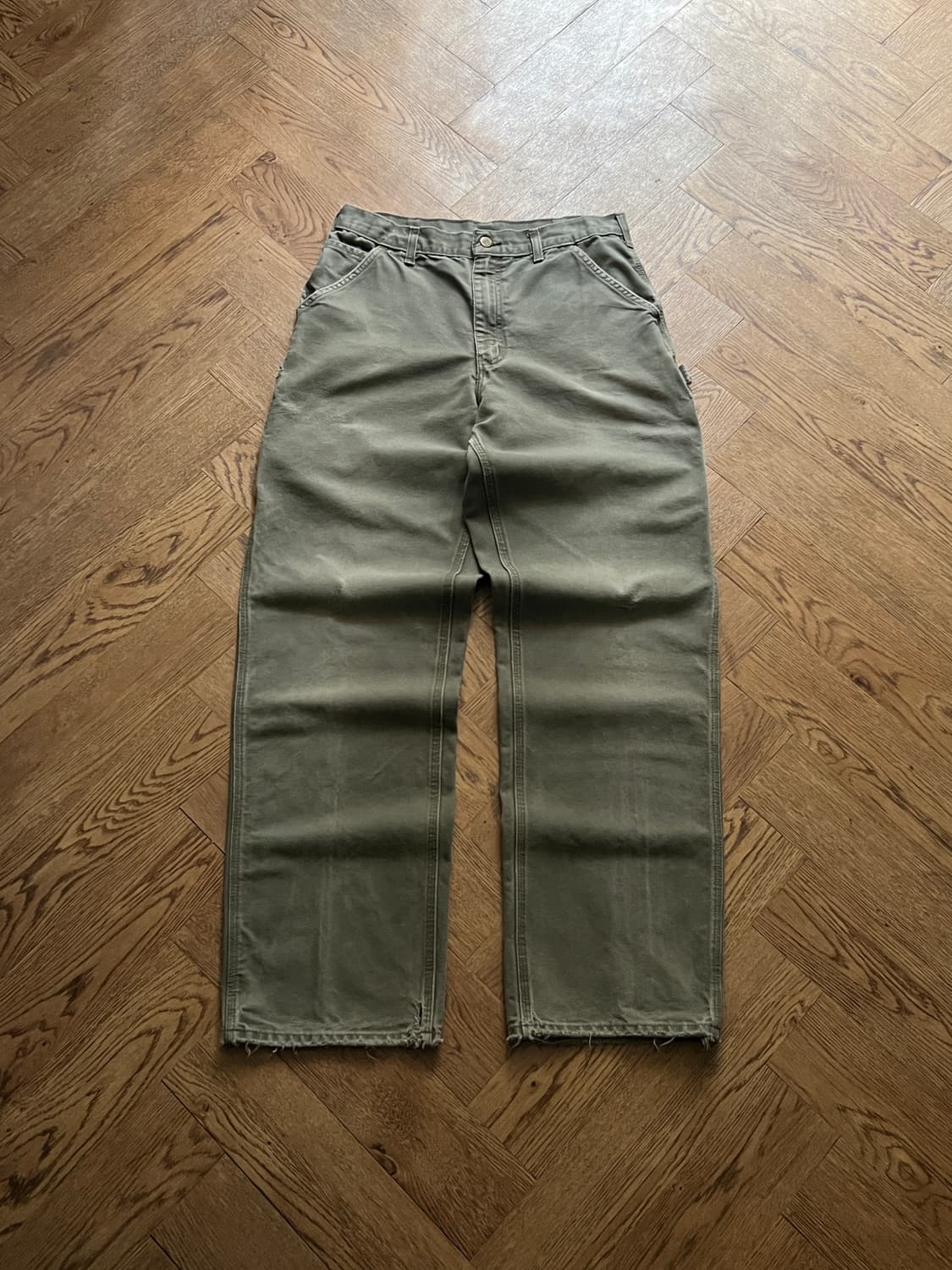 [32]칼하트 USA 빈티지 워싱 모스그린 카펜터 워크 팬츠 M8 상품이미지1