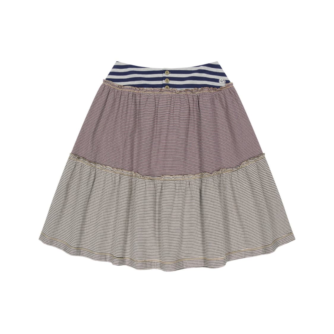 [2] 코이세이오 컬러드 스트라이프 미디 스커트 그레이베이지 상품이미지1