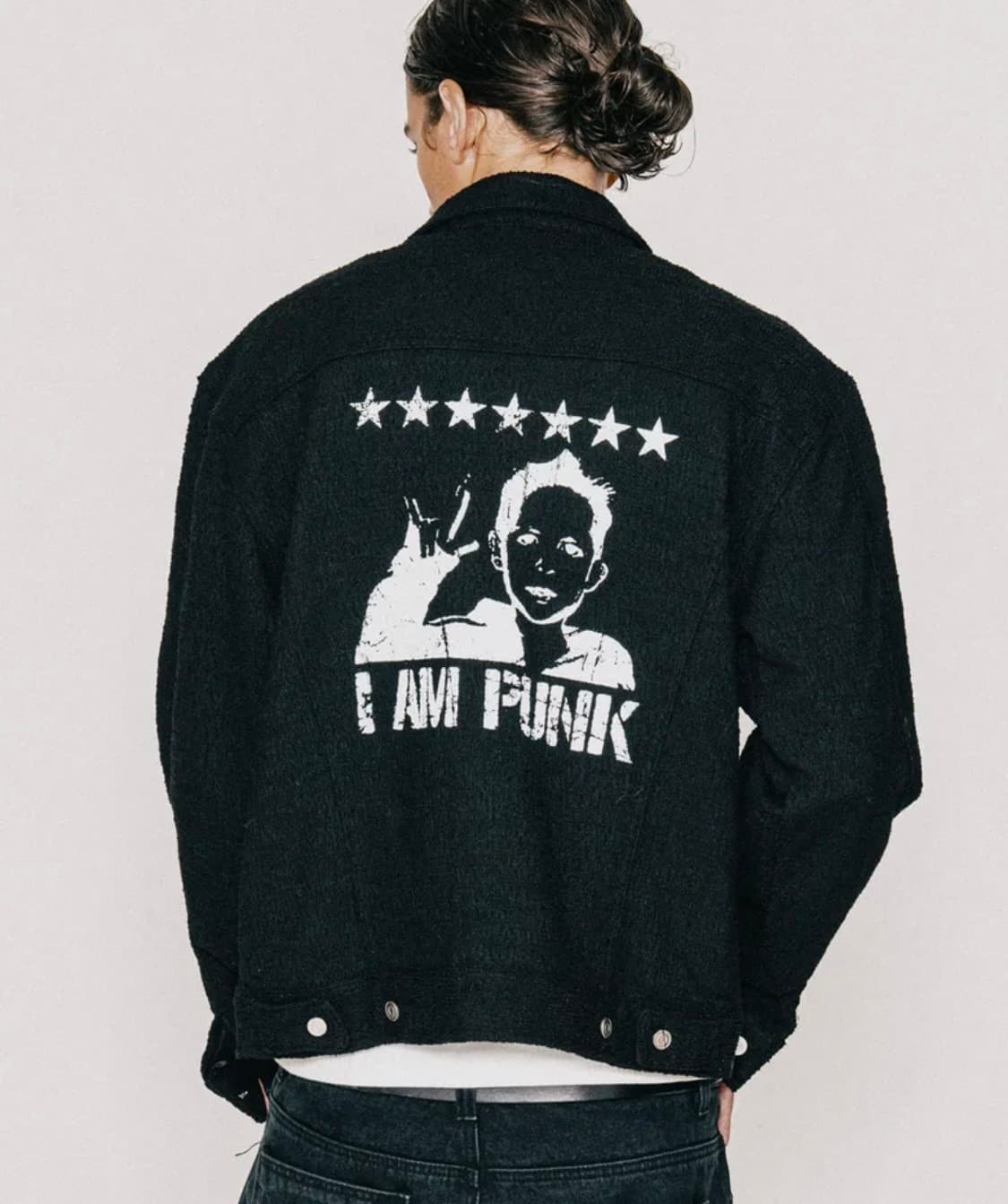 [새상품,M] 바스틱 스텐실 니트 트러커 블랙 상품이미지1