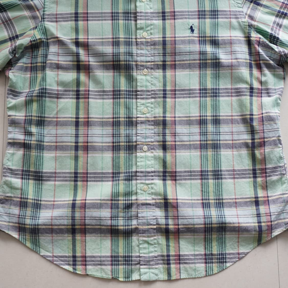 90s 폴로 랄프로렌 클래식핏 체크 반팔 셔츠 (XL) 상품이미지4