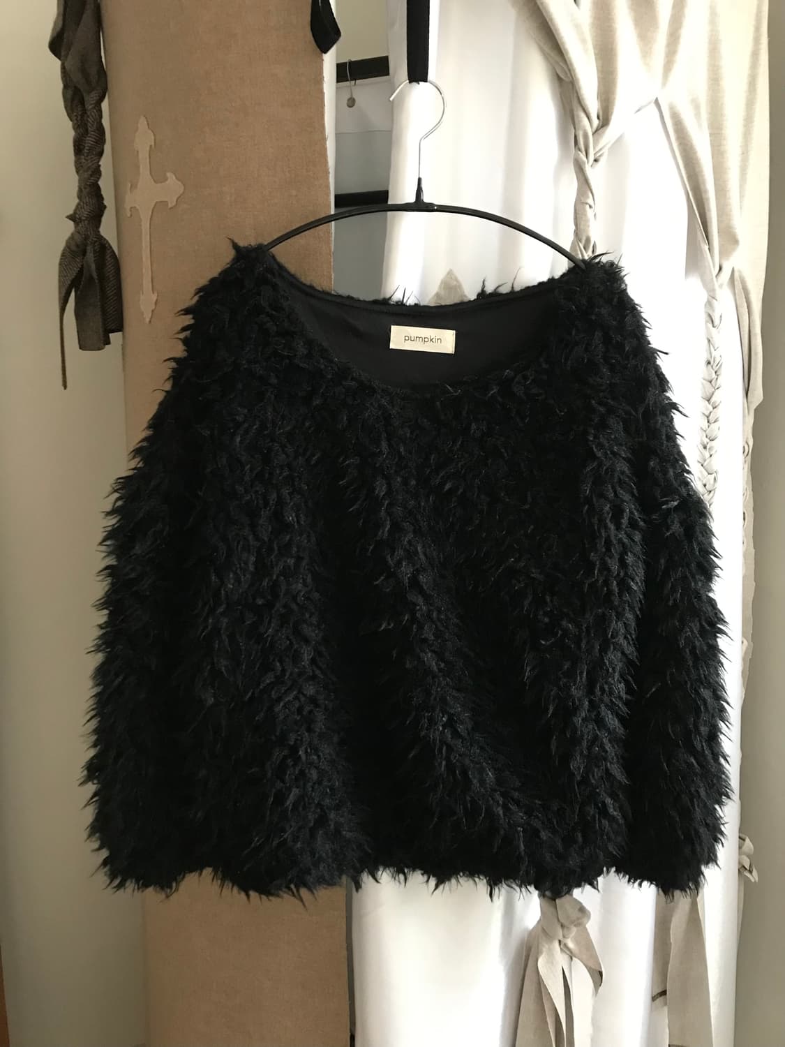 vintage black fur top 상품이미지5
