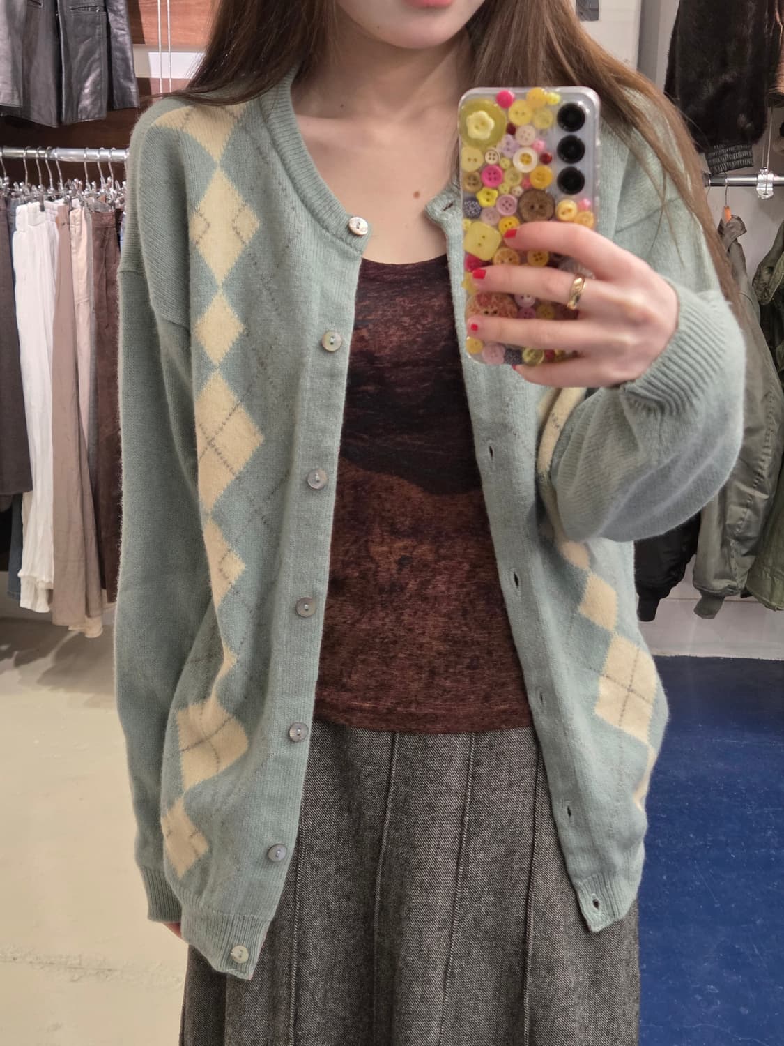 Pringle Scotland wool 아가일 가디건 상품이미지2