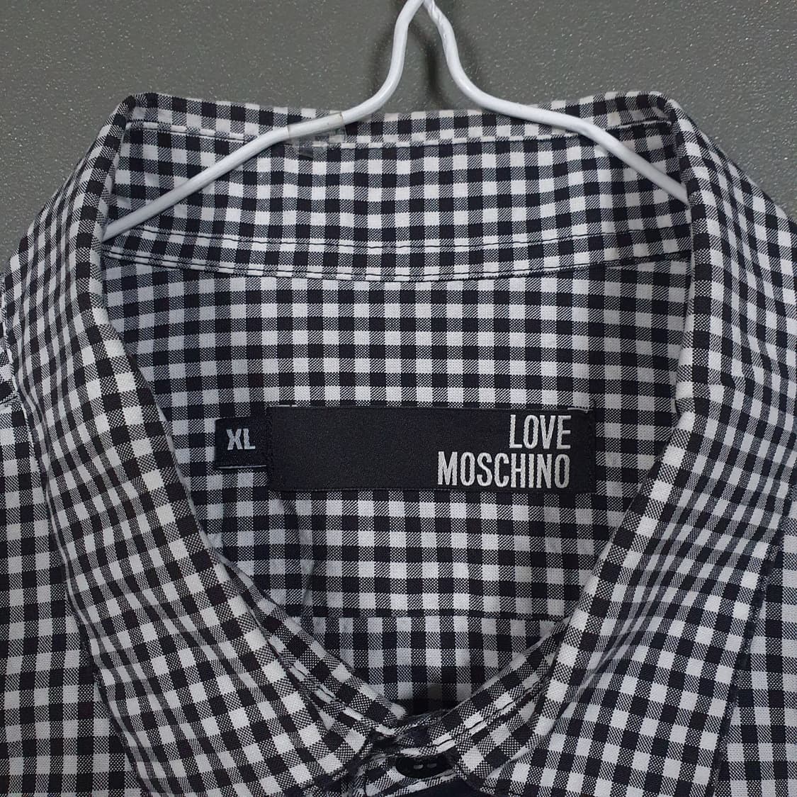 XL) 러브 모스키노 히든 버튼 스트랩 디테일 나노 체크 셔츠 긴팔 남방 상품이미지6